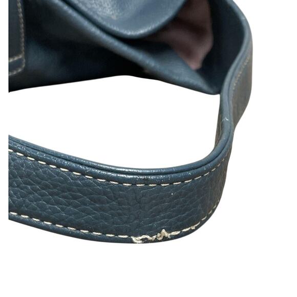 Dooney & Bourke Logo Lock Dark Teal Pebbled Leather Hobo Shoulder Bag - Picture 4 of 6